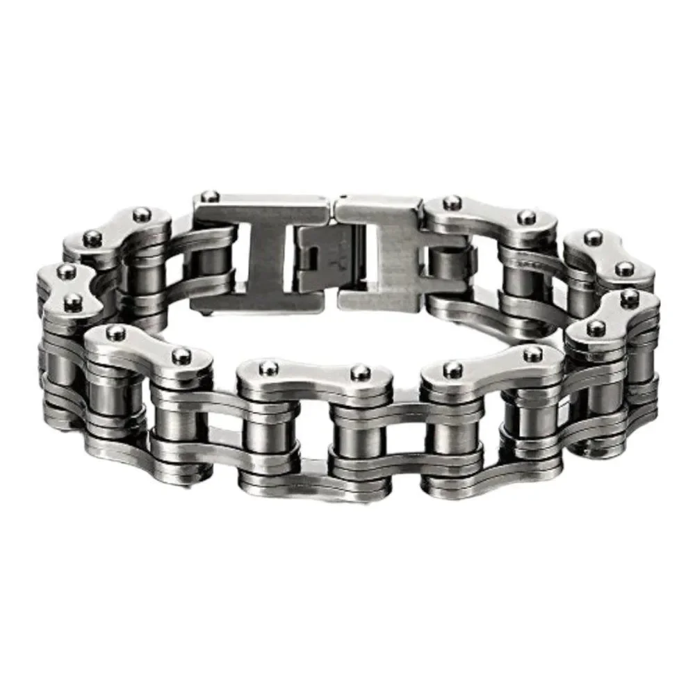 Silver Motorcycle Biker Link Chain Bold Stainless Steel Bracelet NEW